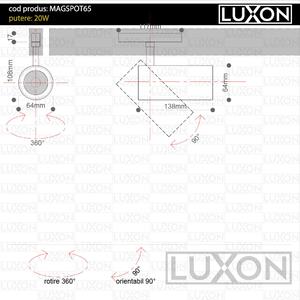 Proiector pentru sina magnetica SPOT65 ALB LED LUXON