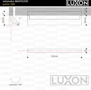 Proiector pentru sina magnetica orientabil FOLD30 ALB LED LUXON