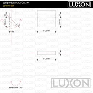 Proiector pentru sina magnetica orientabil FOLD10 ALB LED LUXON