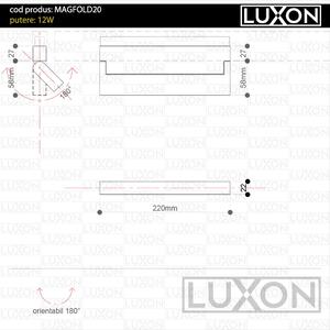 Proiector pentru sina magnetica orientabil FOLD20 ALB LED LUXON
