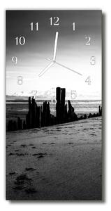 Ceas de perete din sticla vertical Top plaja Peisaje alb-negru