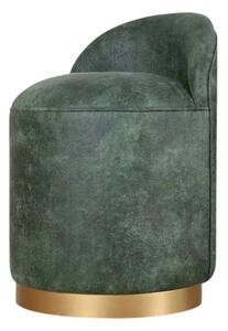 Taburet LUTON, verde/auriu, piele intoarsa, 45x45x50 cm