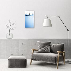 Ceas de perete din sticla vertical Natura picături de apă albastru