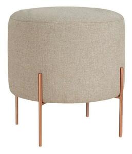 Taburet COPPER 48, bej/cupru, material textil/otel, 40x40x42 cm