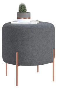 Taburet COPPER 47, gri/cupru, material textil/otel, 40x40x42 cm