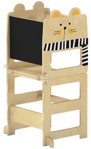 AIYAPLAY Turn Montessori pentru Copii 2-5 Ani cu Tablă și Măsuță, din Lemn, 57x39x93 cm, culoare Lemn | Aosom Romania