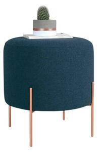 Taburet COPPER 50, albastru inchis/cupru, material textil/otel, 40x40x
