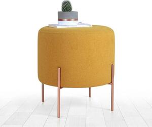 Taburet COPPER 49, galben/cupru, material textil/otel, 40x40x42 cm