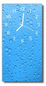 Ceas de perete din sticla vertical Natura picături de apă albastru