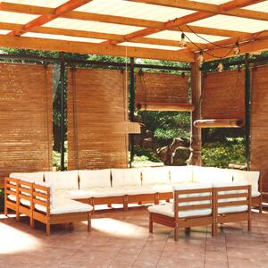 Set mobilier grădină cu perne 12 piese maro miere lemn de pin