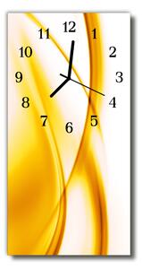 Ceas de perete din sticla vertical Art wave linii galbene