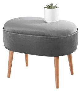 Taburet MOILE, stofa catifelata gri, 63x44x47 cm