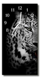 Ceas de perete din sticla vertical Animale Tiger negru și alb