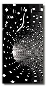 Ceas de perete din sticla vertical tunel negru 3d