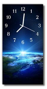 Ceas de perete din sticla vertical Blue earth universe