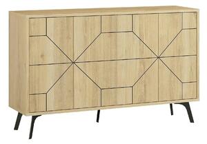 Comoda DUNE, stejar/negru, PAL melaminat, 123x35x77 cm