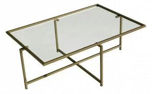 Masuta cafea Sun S410, auriu, sticla/metal, 94x64x35 cm