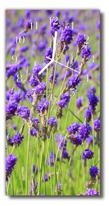 Ceas de perete din sticla vertical Flori colorate lavender