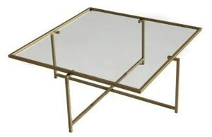 Masuta cafea Sun S411, auriu, sticla/metal, 85x85x35 cm