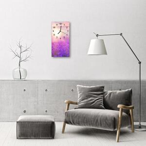 Ceas de perete din sticla vertical Flori de levantica violet