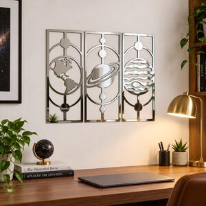 Set 3 decorațiuni de perete Cosmic Reflections – Plexiglas oglindă argintiu, 17 x 42 cm | NOOT