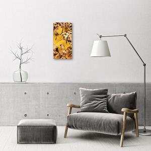 Ceas de perete din sticla vertical Natura Frunze de toamnă de aur