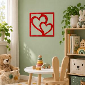 Decorațiune de perete Inimi Asimetrice – Plexiglas roșu, 24 x 24 cm | NOOT
