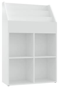 Raft de reviste pentru copii, alb, 71x30x114 cm, lemn prelucrat