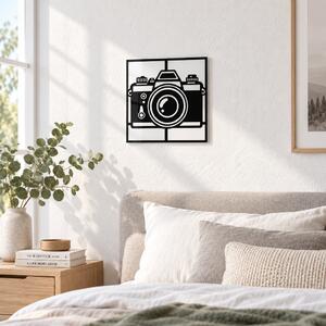Decorațiune de perete RetroCam – Aparat foto vintage din plexiglas alb/negru, 24 × 24 cm | NOOT