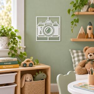 Decorațiune de perete RetroCam – Aparat foto vintage din plexiglas alb/negru, 24 × 24 cm | NOOT