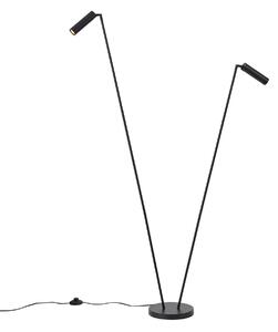 Lampă de podea modernă neagră cu 2 lumini GU10 35mm - Thomas