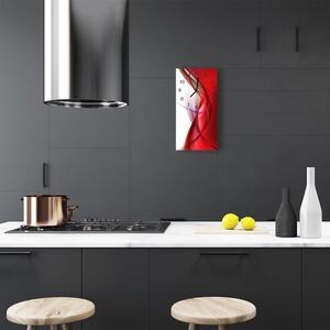 Ceas de perete din sticla vertical Abstracție bucătărie roșu