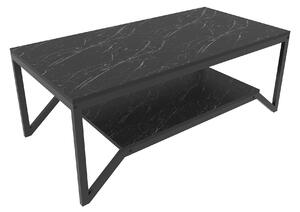 Masuta cafea Flora, negru cu efect de marmura, PAL melaminat, 120x60x4