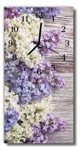 Ceas de perete din sticla vertical Flori de liliac colorate