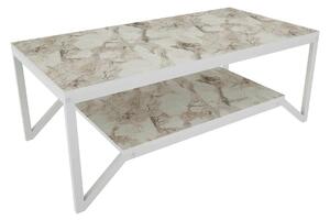 Masuta cafea Flora, bej cu efect de marmura/alb, PAL melaminat, 120x60