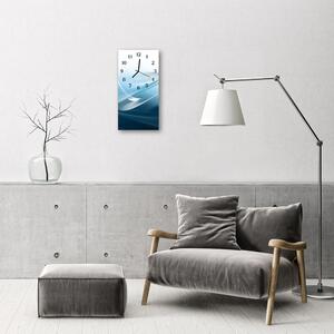 Ceas de perete din sticla vertical Arta abstractizare linii albastre