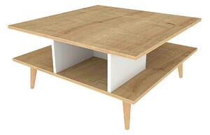 Masuta cafea Akya, stejar/alb, PAL, 89x89x44 cm