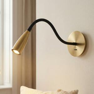Zambelis Lumină de lectură LED H63 cu braț flexibil, alamă mată, Bronz / Alamă Veche, Camera de zi / sufragerie, Metal, Modern, Soclu de perete jos
