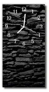 Ceas de perete din sticla vertical zid de piatra caramida negru