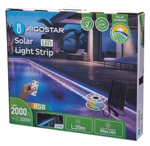 Bandă LED RGB solară dimabilă LED/20W/3,2V 20 m IP65 + telecomandă