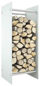 Rastel lemne de foc alb 40x35x100 cm sticlă securizată