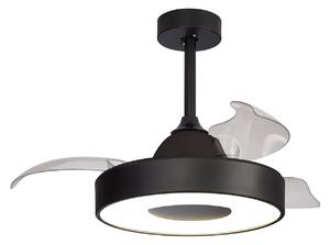 Ventilator de tavan Coin Mini LED, negru, DC, silențios, CCT - Mantra Mantra Iluminación, Coin Mini, reglabil, Negru, Camera de zi, Plastic, Modern