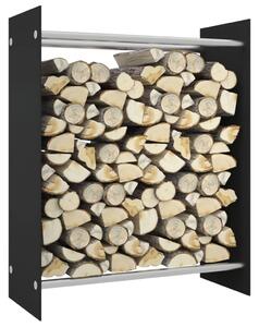 Rastel lemne de foc negru 80x35x100 cm sticlă securizată