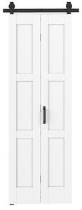 HOMCOM Ușă Culisantă Pliabilă pentru Interior 71.2x213.4cm, Șină Silențioasă din Oțel, Mâner, Ghidaj, Role, Ușă de Interior Rustică, din MDF și Lemn de Pin, Impermeabilă, pentru Bucătărie, Baie | Aosom Romania