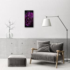 Ceas de perete din sticla vertical Bujor purpuriu floare roua