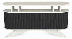 Comoda STOR, alb/gri antracit, PAL melaminat, 150x43x75 cm