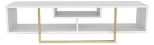 Comoda TV ASAL 150, alb/auriu, PAL melaminat, 150x35x40 cm