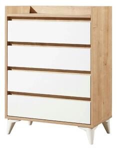 Comoda TUVALLE 040, alb/stejar, PAL melaminat, 70x40x92 cm