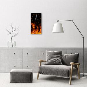 Ceas de perete din sticla vertical Foc Modern culoare flacără