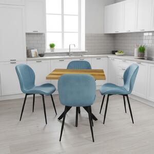Set Masă fixă Pătrată Tania X Nuc cu 4 Scaune Opal Blue